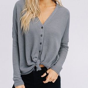 BLUE BUTTON DOWN SWEATER